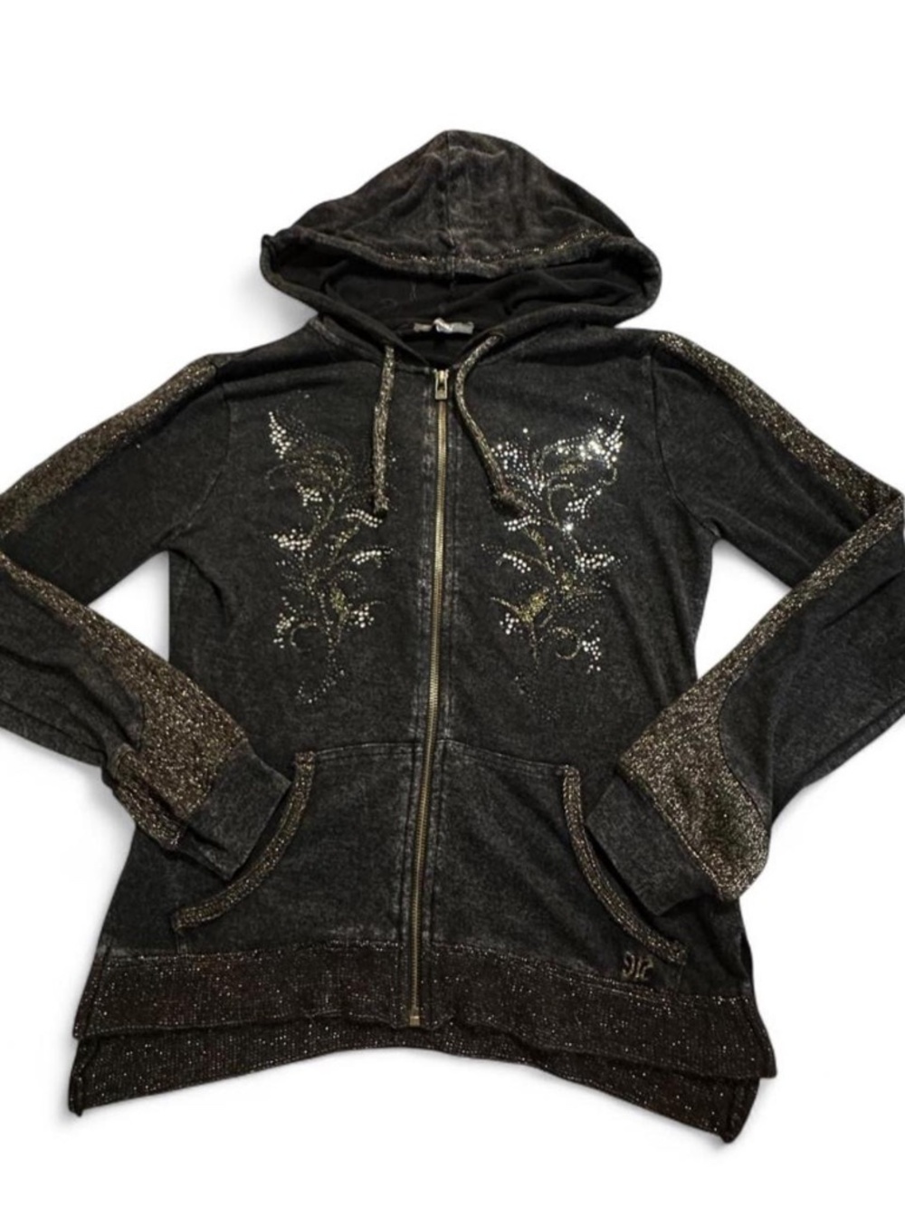 Miss Me Women's Black and Gold Hoodie